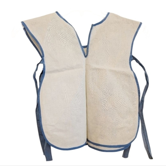 VINTAGE SMOCK Girls Cotton Apron Embroidered Cream Cottage Rare Antique Heirloom - Picture 3 of 10